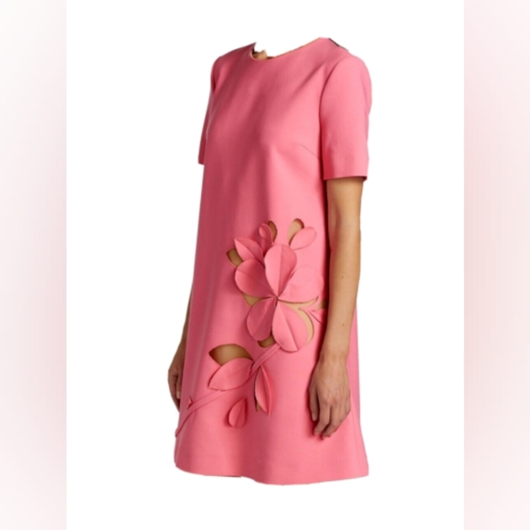 *$2190 NEW OSCAR DE LA RENTA CARNATION PINK FLOWER CUT OUT DAY DRESS US 2 - Picture 3 of 10
